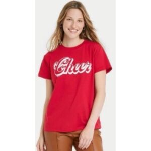 Mighty Fine Graphic CHEER Short sleeve Tshirt Red Size 2X